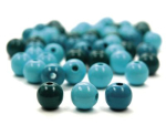 mix of wooden beads - 6 mm - tones of turquoise